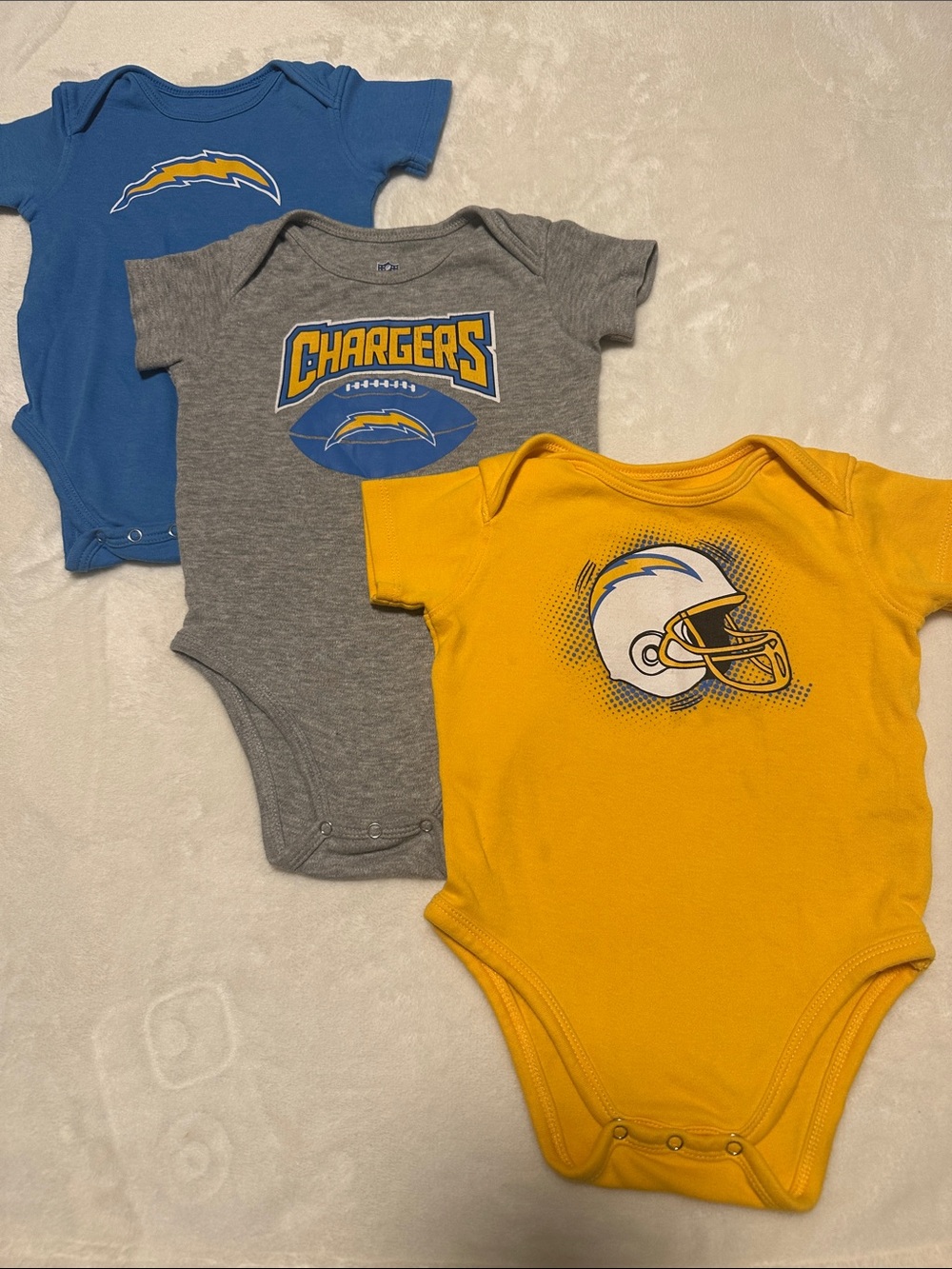 NFL Baby One-Piece Bodysuit Set - Chargers Fans - Gray/Blue/Yellow - Picture 1 of 4